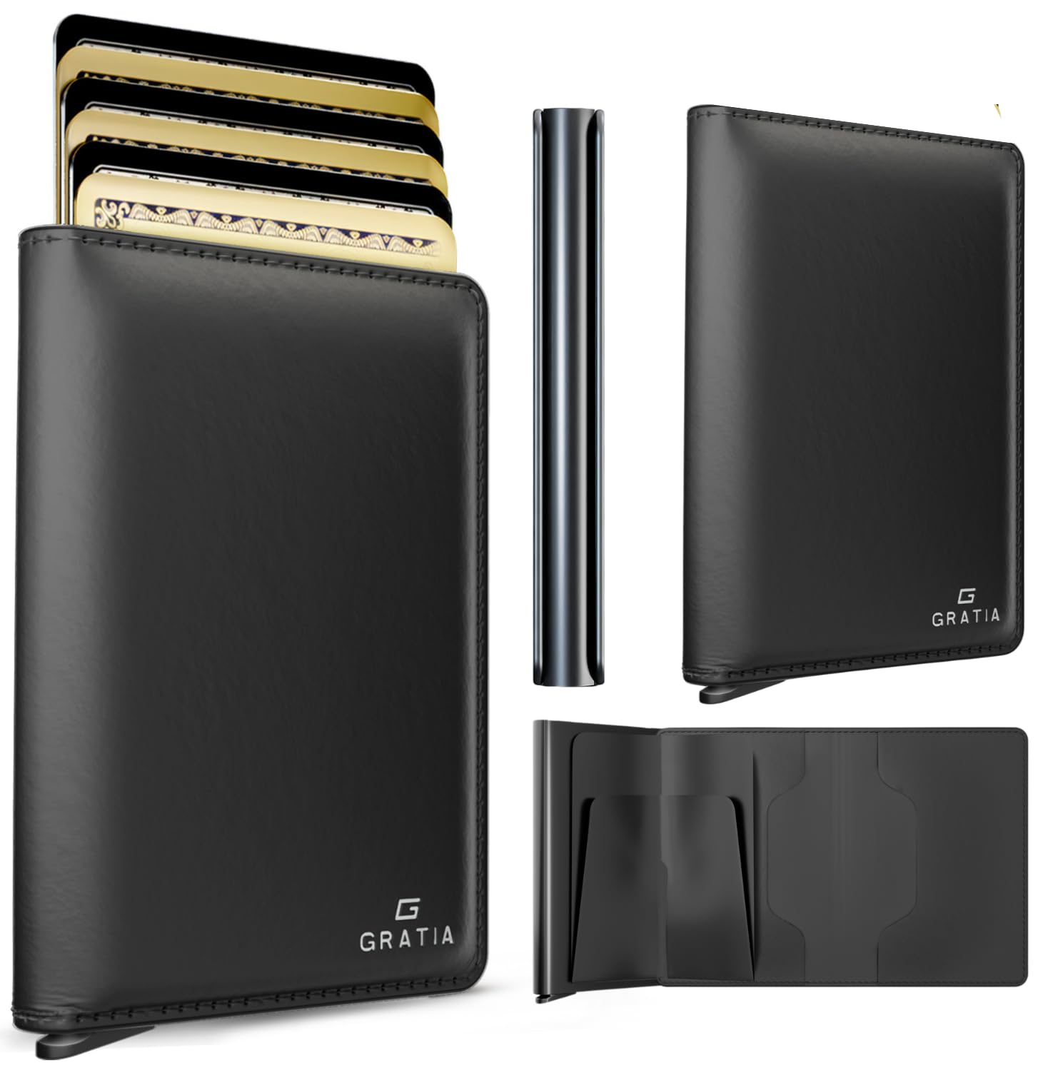 GRATIA Slim Wallet for Men - RFID Blocking, Minimalist Credit Card Holder, Stylish Men Wallet for Security & Convenience, Front & Back Pocket