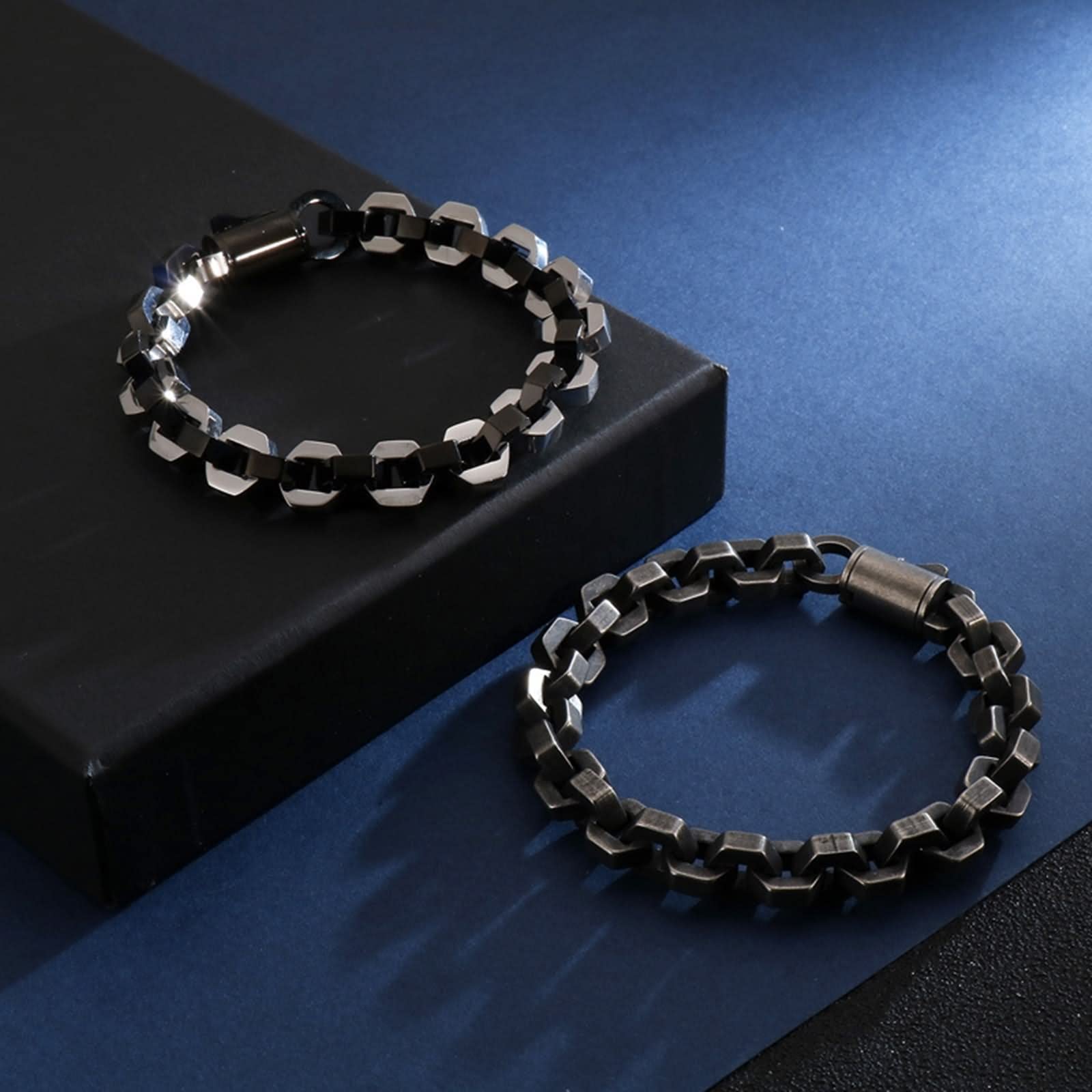 Bracciale a catena da uomo, gioielli a catena da uomo, bracciale geometrico in acciaio inossidabile per compleanno