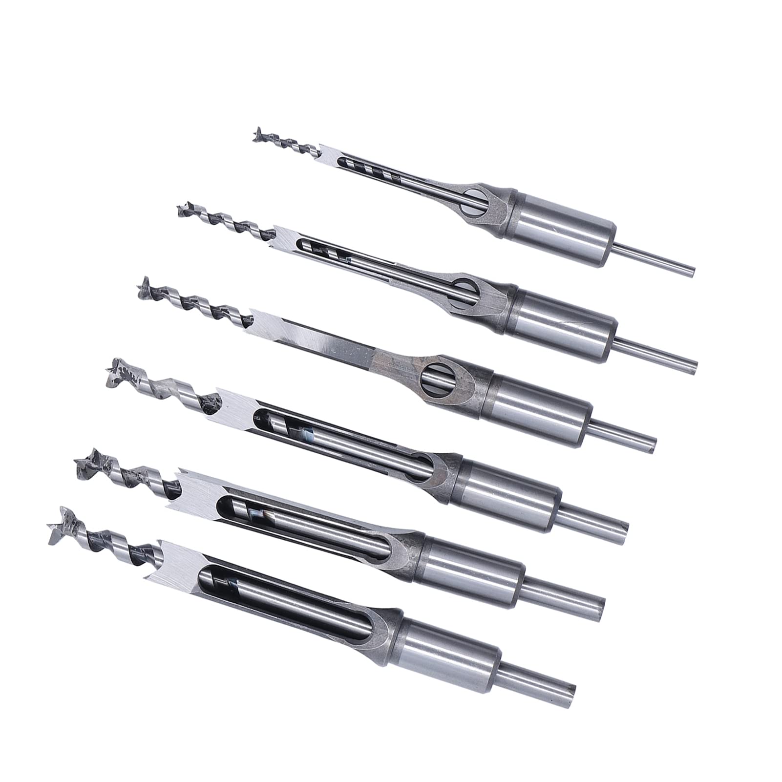 6 piezas de broca de embutir con orificio cuadrado, acero de aleación, cincel de embutir ajustable, herramienta de carpintería para taladrar productos de madera, tablero de