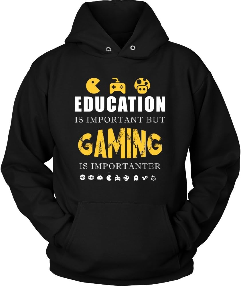 GICO DesignsEducation Is Important But Gaming Is Importanter Unisex Hoodie (Large, Black)