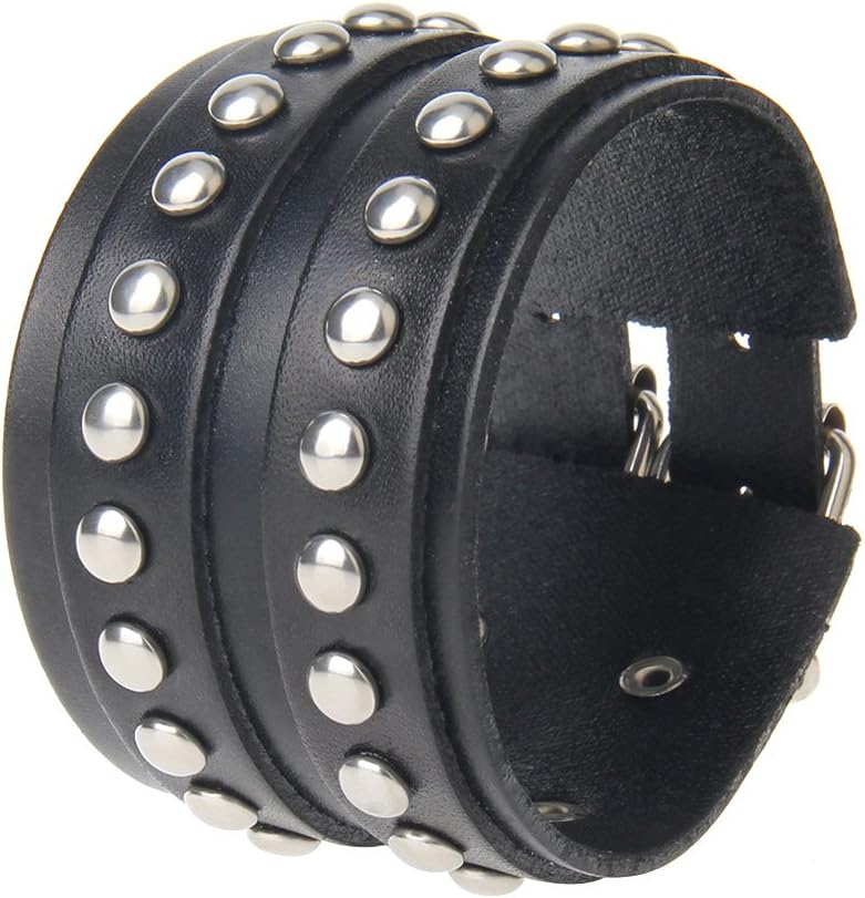 Spike Leather Bracelet-Black