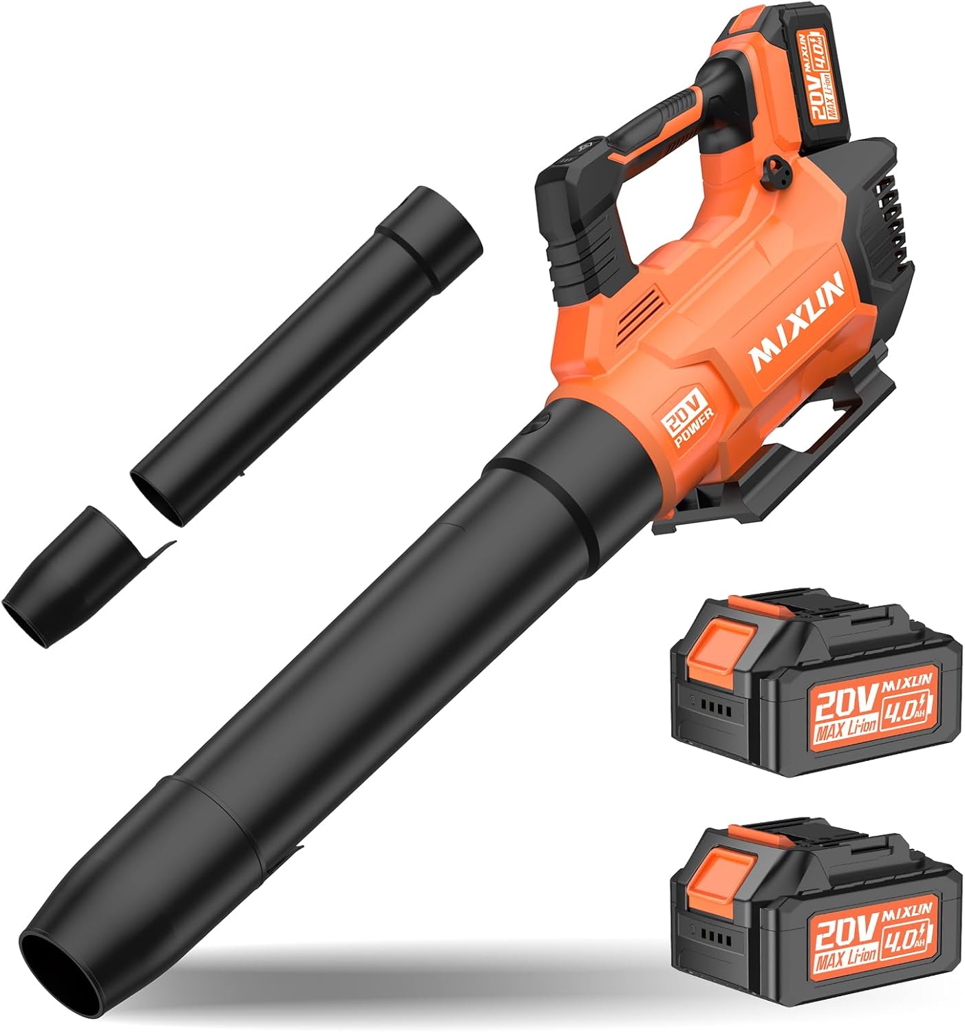 Cordless Leaf Blower – Powerful Wind Force, Lightweight Design, Ideal for Yard, Driveway, and Garden Cleaning – Rechargeable Lithium Battery, Long Battery Life(Orange and Black)