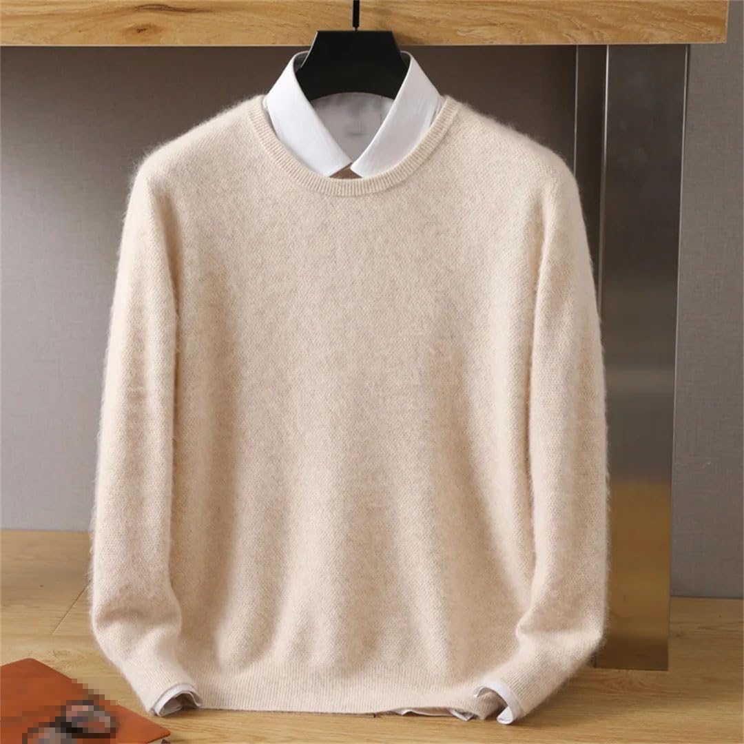 Suéter De Cachemira Polar para Hombre, Jersey De Cuello Redondo, Top Informal De Manga Larga