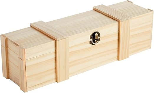 Juvale Wooden Wine Box for Split or Demi Wine Bottles, Single Gift Box with Clasp for Birthday Party Gifts, Housewarming, Wedding, Anniversary (13.8x3.9x3.9 in)