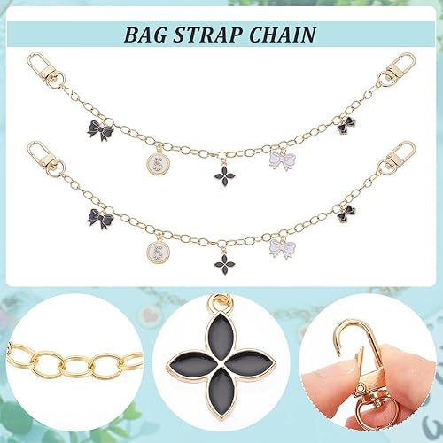 Miniatura 3 de WADORN 2 extensores de correa de cadena para bolso, 12.7 pulgadas, extensor de cadena para bolsa de hombro, con forma de lazo, reemplazo de cadena
