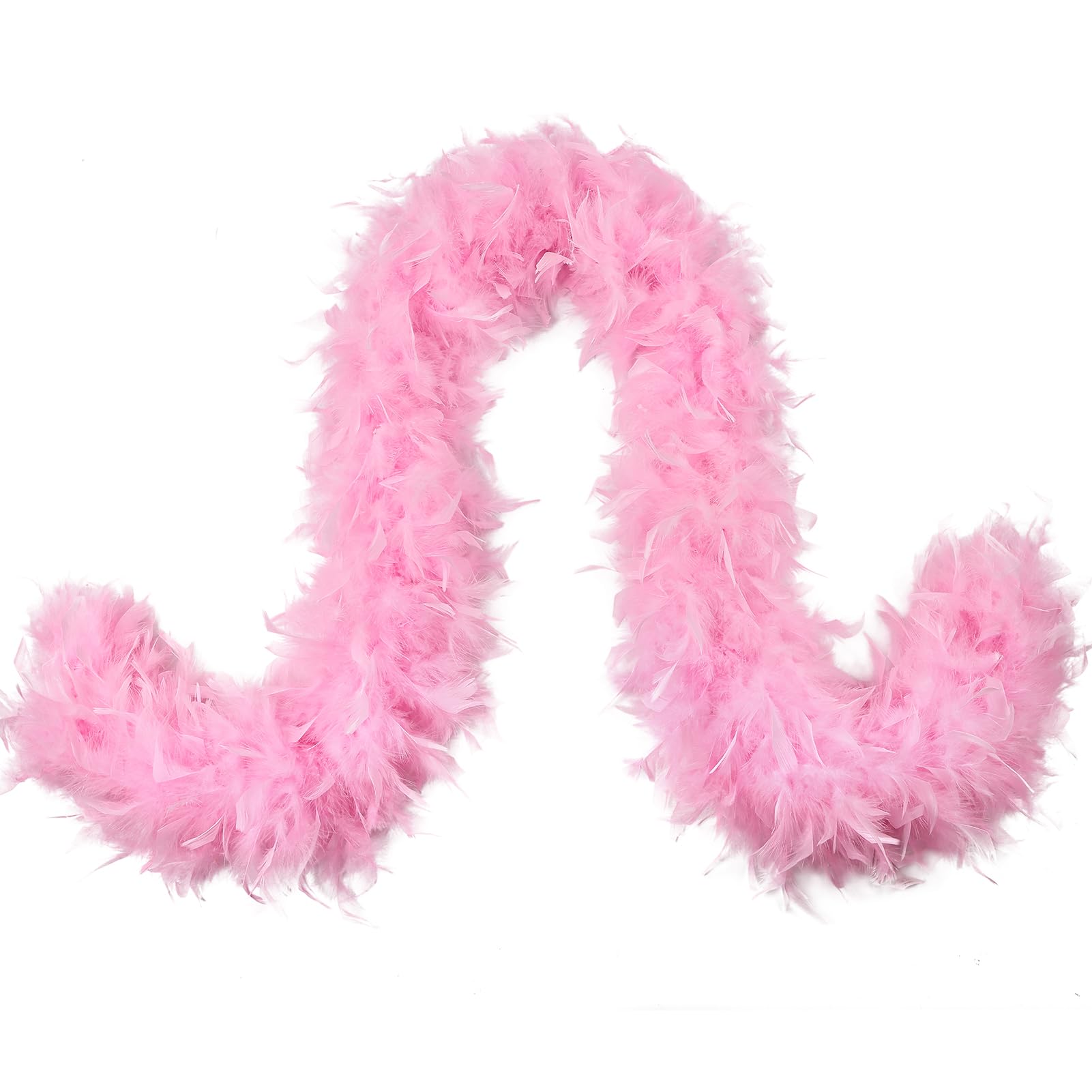 MAOFENG Chandelle Turkey Feather Boa 2 Yards 80g for Halloween Dancing Wedding Party DIY Craft Costume Decoration Feather Boa,Pink — image 1
