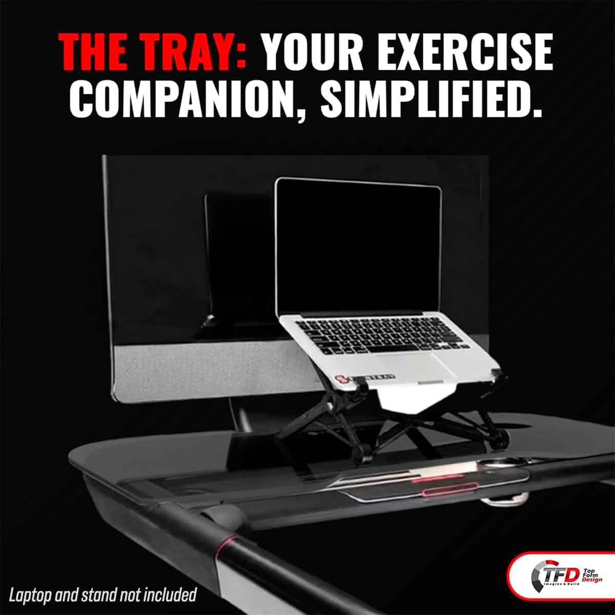 TFD StepTray, Walking Desk Attachment Compatible with Peloton Tread Plus Only, Made in USA, Premium Acrylic Holder for Laptop, Tablet, Phone, Book, Peloton Treadmill Accessories, Black