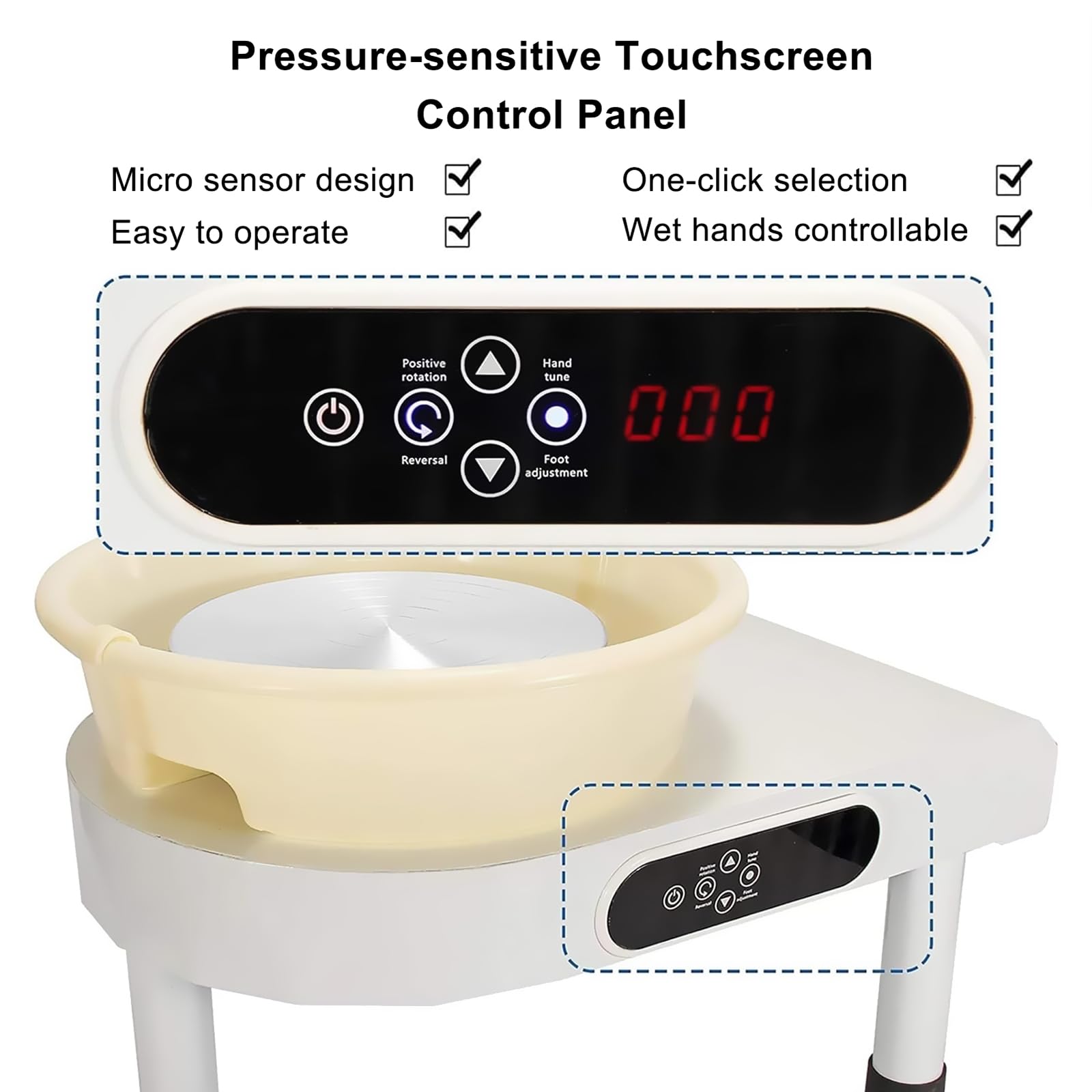 Elektrische Töpferscheibe mit LCD-Touchscreen und abnehmbarem Waschbecken, kompaktes Design für Studio/Zuhause