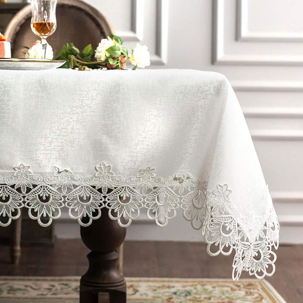 Manteles para bodas y fiestas, cubierta de poliéster para banquetes, diseño de encaje bordado, a prueba de aceite y derrames, ideal para decoración