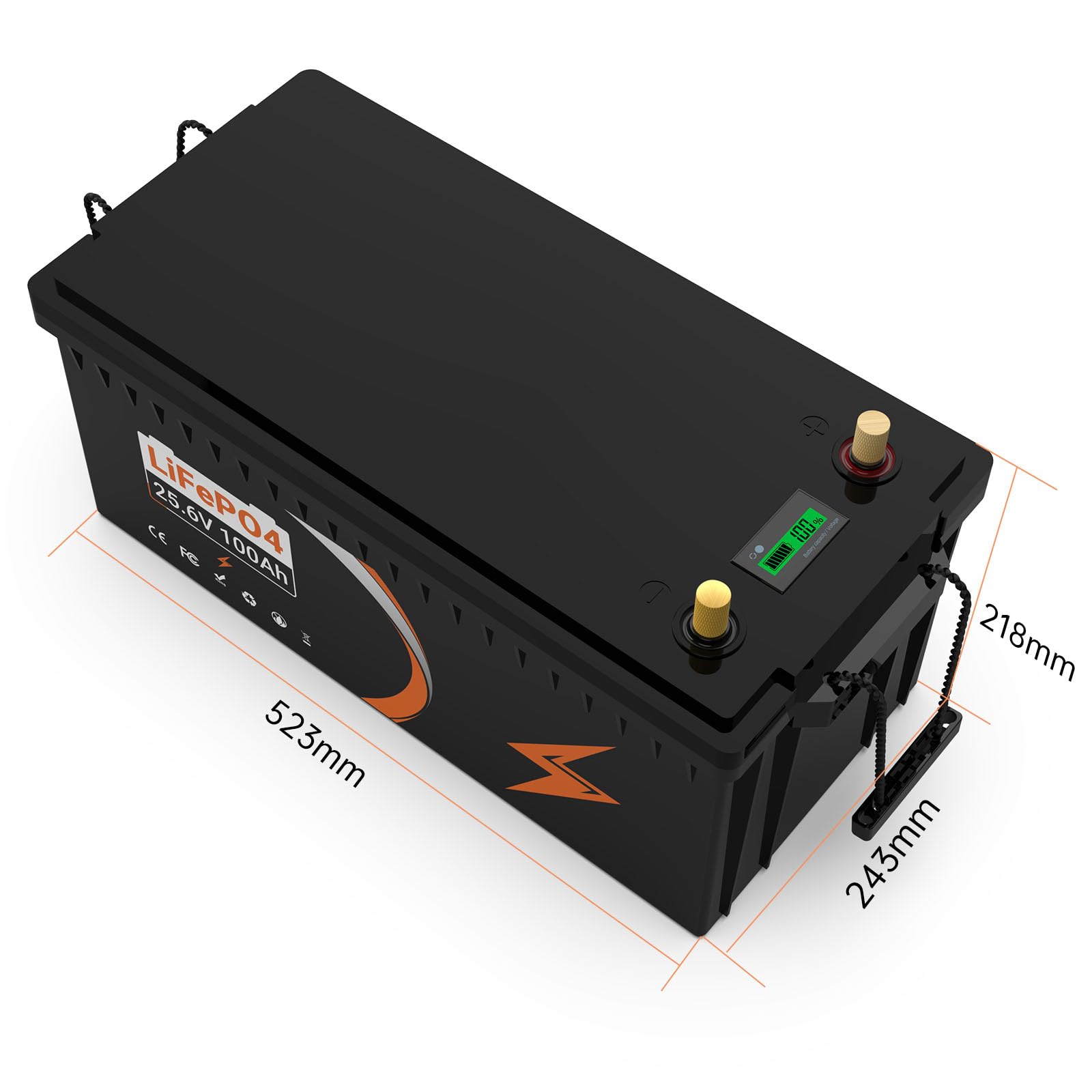 Lifepo4 batteria 24V 100AH 2560Wh, batteria al litio ferro fosfato, 5000 cicli di vita, built-in BMS, batteria al litio per sistema solare, UPS Per camperistiche solari marine di trasporto terrestre