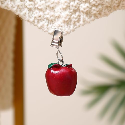Miniatura 4 de TwoFish Home - Juego de 4 abrazaderas de resina para manteles de manzana, color rojo, paquete de 4