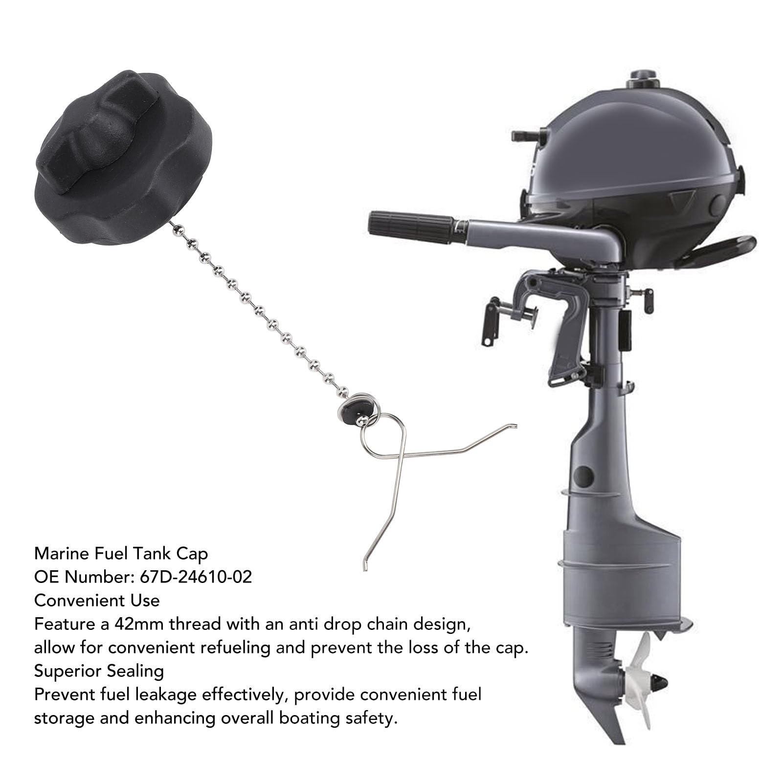 Tapón para depósito de combustible marino con rosca de 42 mm, excelente estanqueidad, compatible con fueraborda F2.5 69M F4A F4M 68D – Tapón tapa depósito depósito 67D 24610 02