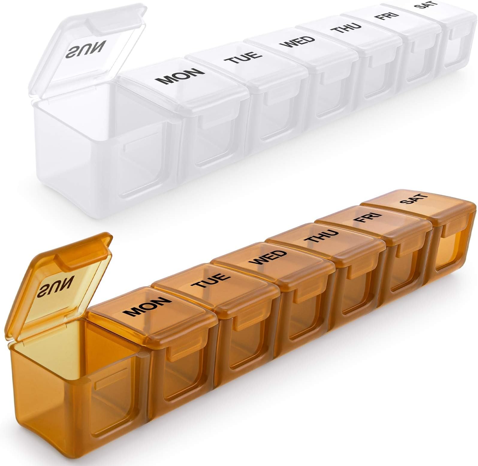 2 Pack Weekly Extra Large Pill Organizer, BUG HULL XL Daily Pill Box, 7 Day Pill Case Oversize Daily Medicine Organizer for Vitamins, Fish Oils, Supplements