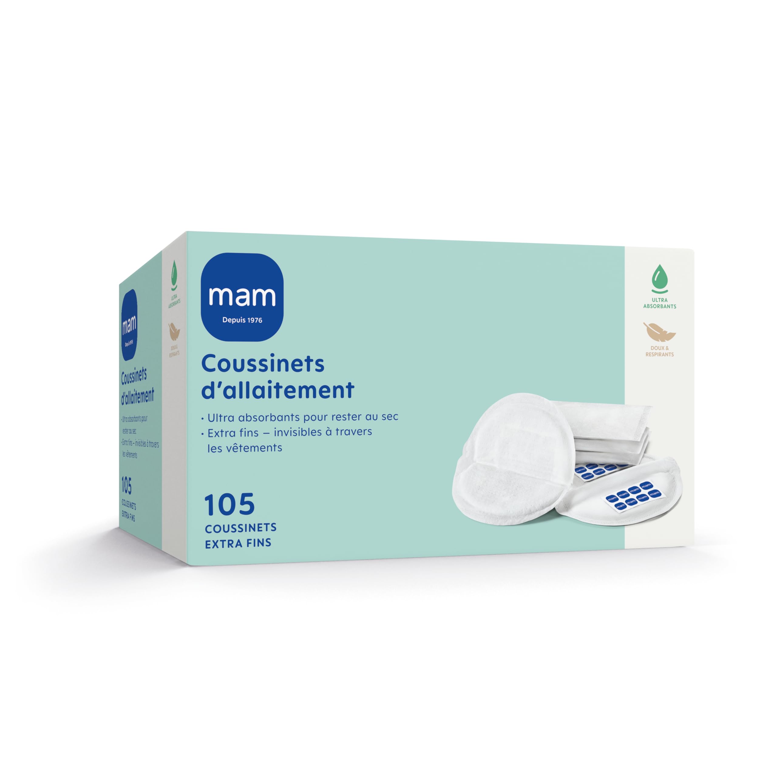 MAM Coussinets d'allaitement ultra absorbants, extra fins, Boîte de 105