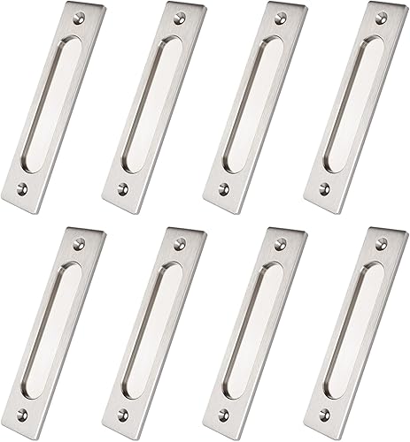 Miniatura 8 de MOROBOR Tiradores rectangulares empotrados para puertas correderas, 2 piezas de aleación de aluminio de bronce dorado, tiradores de dedo