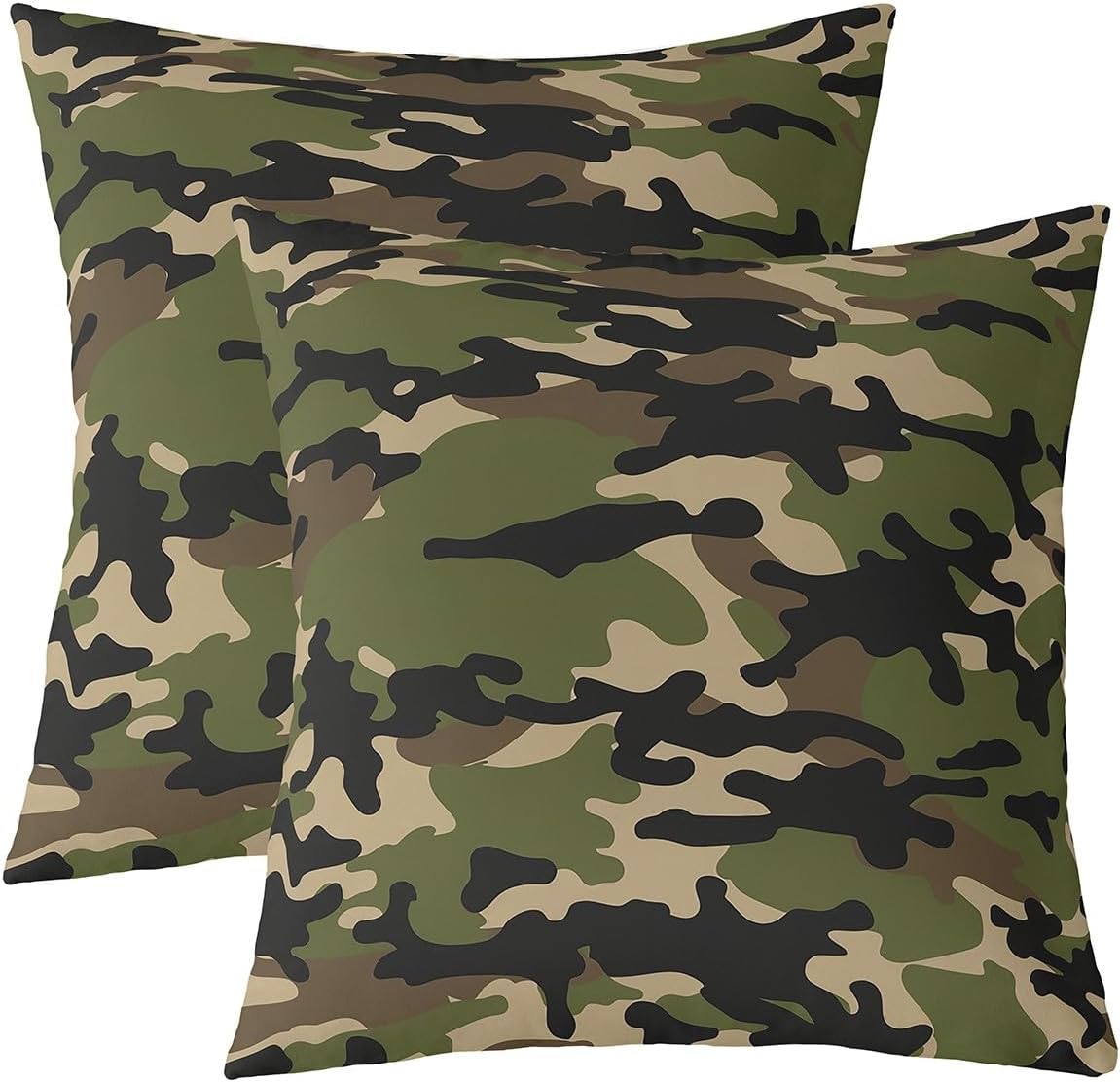 Erosebridal Set of 2 Green Camouflage Throw Pillow Covers 24x24 Camo Pillow Covers Militarily Tie Dye Cushion Covers for Kids Teen Boys Men Military Themed Reversible Decorative Accent Pillow Cases