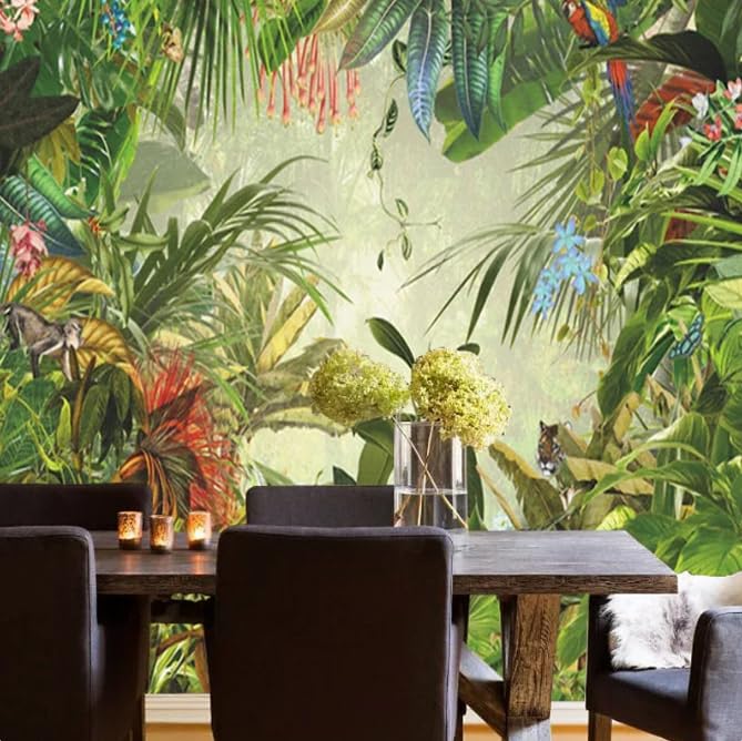 Fresque murale 3D salon de qualité : Décoration tropicale grand format 150x105 cm - 3