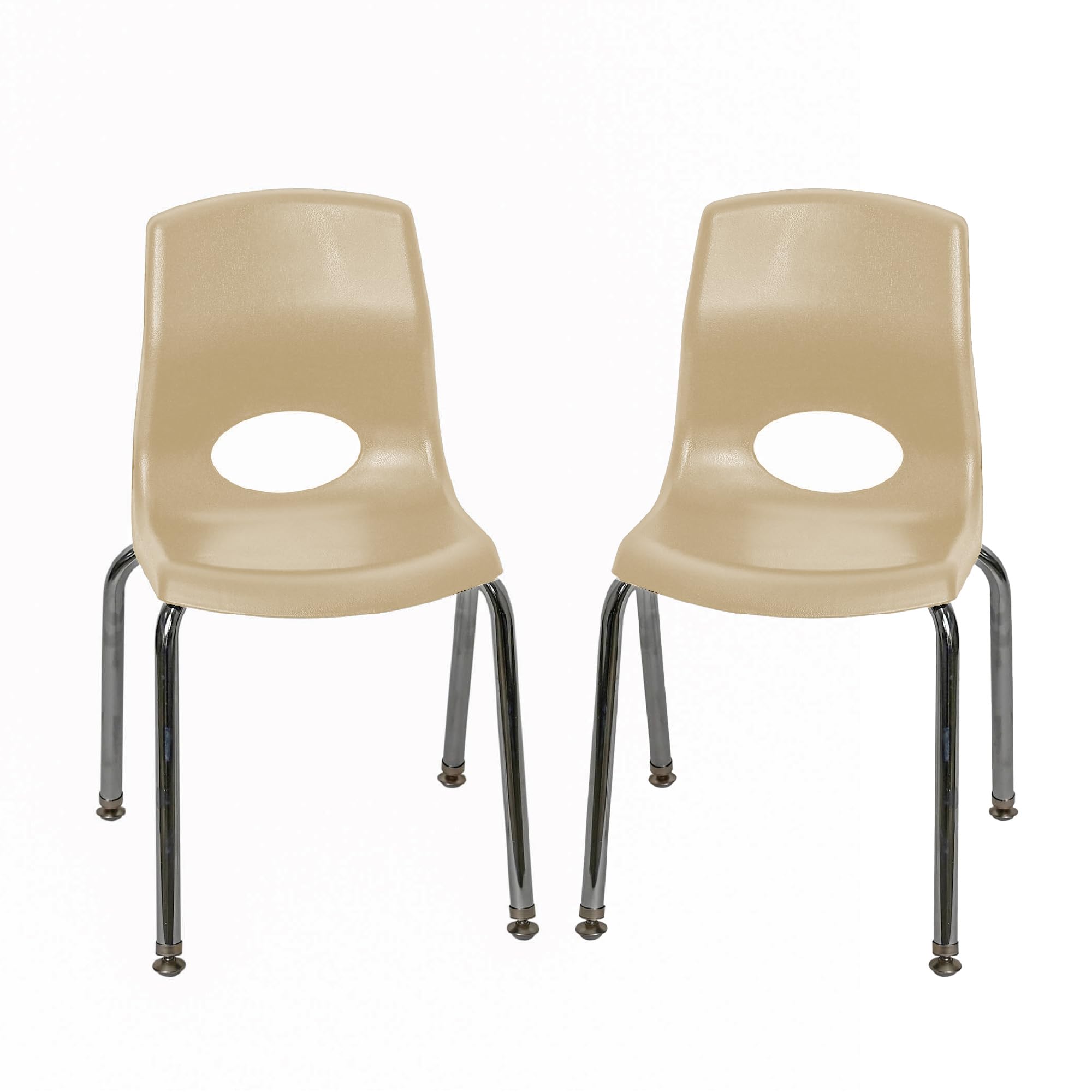 Children’s Factory MyPosture Plus 14" Chair, Tan with Chrome Legs, 2 Pack, Stackable Ergonomic Seating Solution for Classrooms and Homeschools
