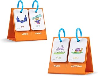 Sight Words Learning Games, 50 Pairs Rhyming Antonym Picture Match Flash Cards for Kids Learn to Read Spell, Kindergarten Classroom Educational Flahcards for Preschool Readers Ages 3+