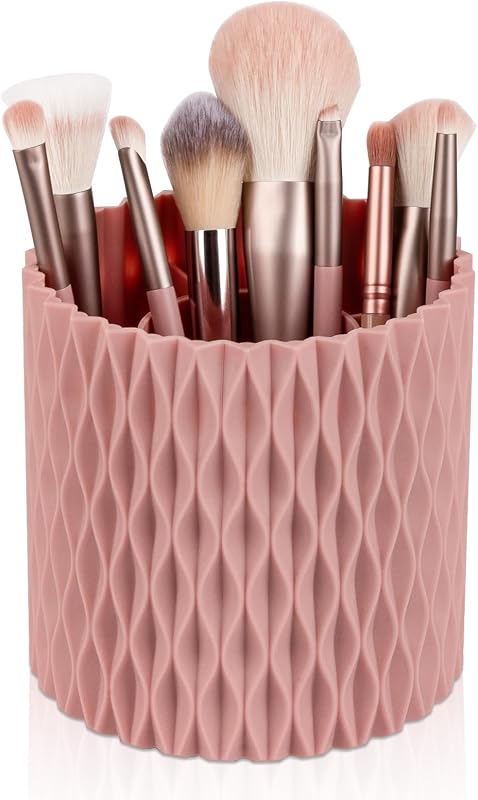 Organizador giratório 360° para pincéis de maquiagem Anyoifax, Ripple Pink