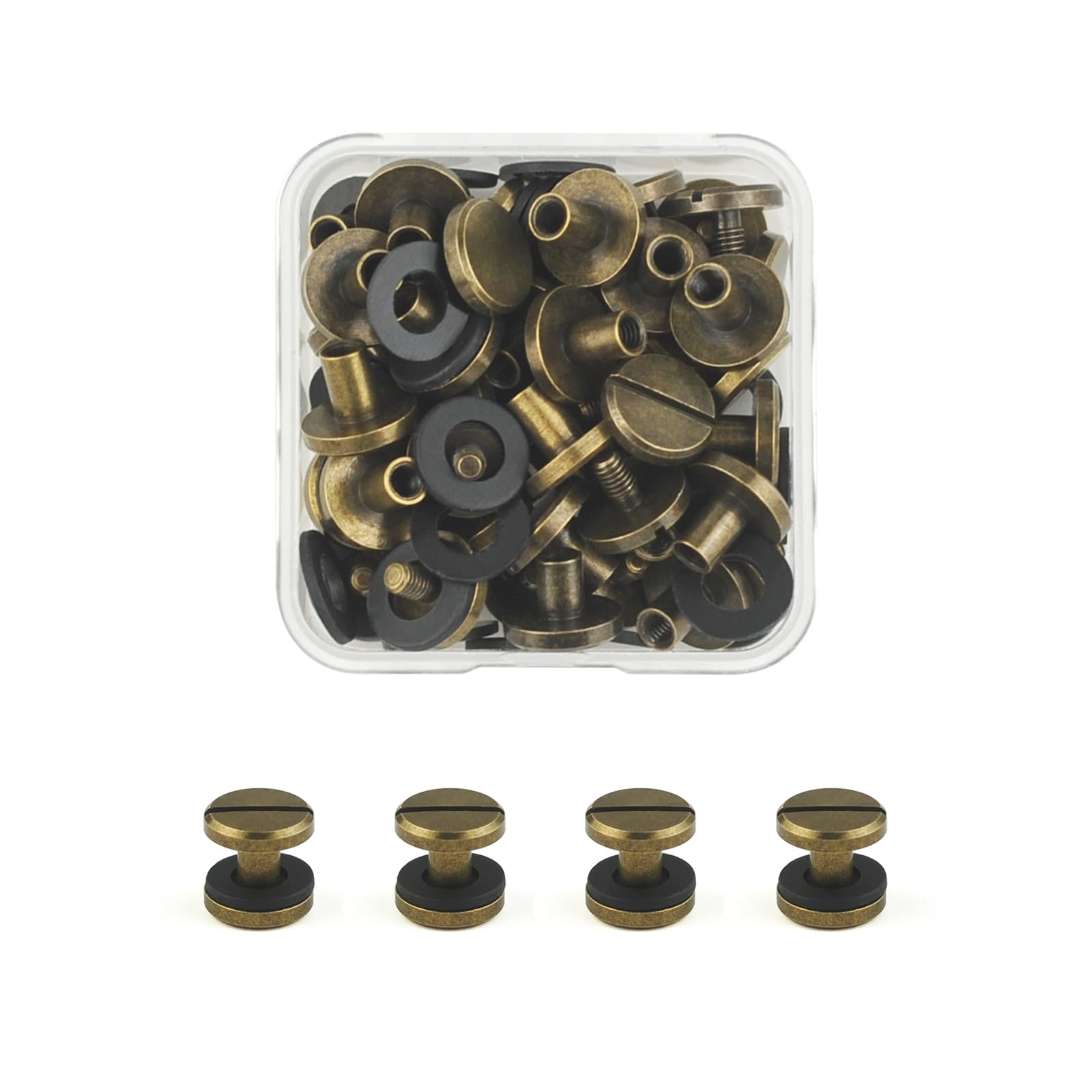 JINTANG 24 Sets Brass Chicago Screws,M4x6mm Flat Head Book Binding Screws