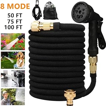 Garden Hose,Hose Pipe 50FT~100FT Garden Hose Inflatable Watering Hose High-pressure Car Wash Hose Inflatable Garden Hose With 8 Function Spray(Green,50ft)