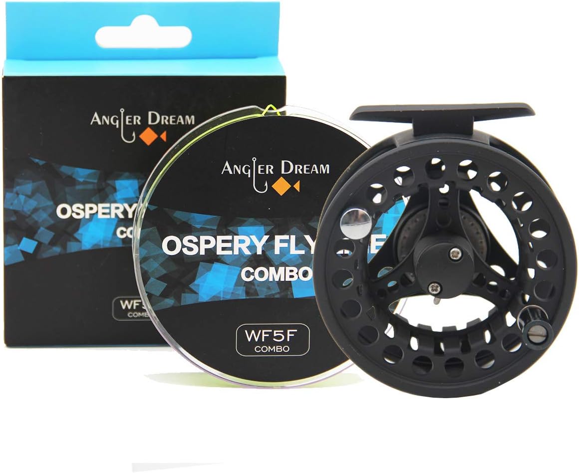 (1/2WT 3/4WT 5/6WT 7/8WT) Fly Reel with Line Combo Aluminum Alloy Large Arbor Fly Fishing Reels Weight Forward Fly Line with Braided Backing Taper Leader Pre-Tied