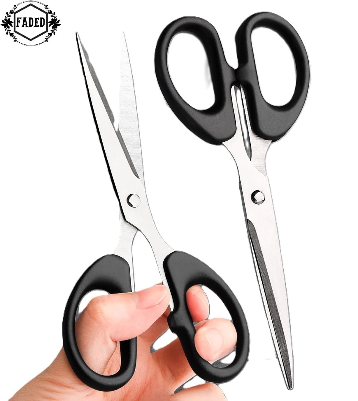 Faded Small Stainless Steel Scissors – Multipurpose Craft & Kitchen Shears with Ergonomic Comfort Grip Handle – Sharp, Durable Blades for Fabric, Food Prep & DIY Use (2Pc) - Image 9 thumbnail
