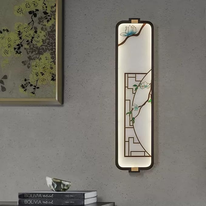 luckxuan Wandkandelaar Licht/Wandlamp Emaille kleur wandlamp, nieuwe Chinese stijl woonkamer lange wandlamp, volledig koperen lamp Slaapkamer WSandlampen (Color : A) photo 2