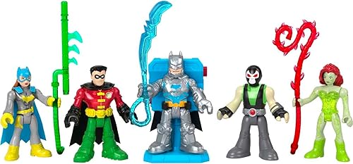 Fisher-Price - Juego de figuras Imaginext DC Super Amigos de Batman, juguetes preescolares, 9 piezas, mochila con luces, para mayores de 3 años