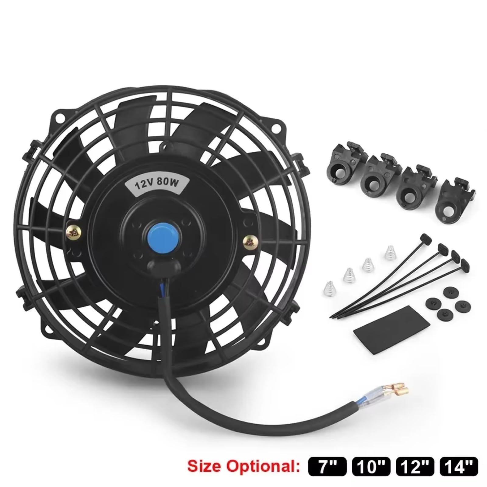 Universal 7 Pulgadas 12V 80W 2100RPM Aire Acondicionado De Coche Ventilador De Refrigeración De Radiador Electrónico Cuchillas Kit De Montaje Frío Eléctrico Eléctrico Ventilador Refrigeración