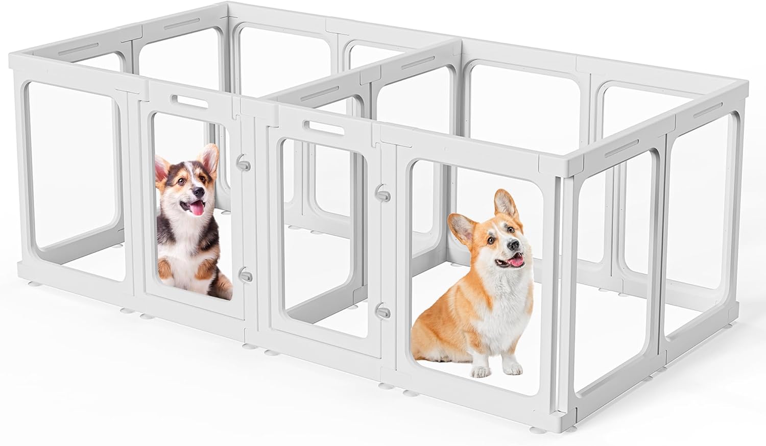 Clear Acrylic Dog Playpen with Door, for Puppy Cat Rabbit Transparent Pet Pen, Dog Playpen Indoor, Dog Fence, Easy Assemble & Cleaning Dog Pen for Small & Medium Dogs (23.6 Height, 14PCS)