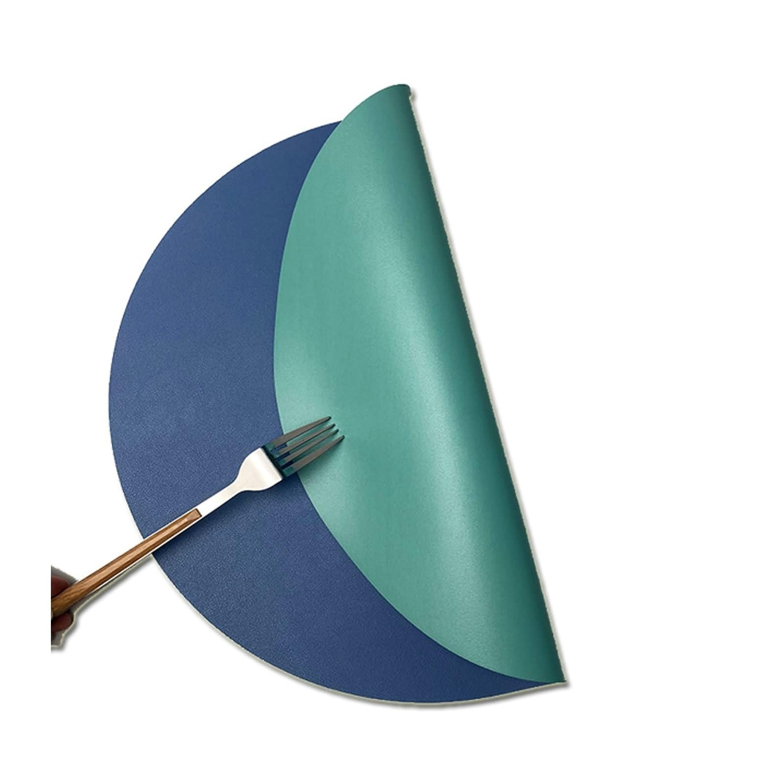 Set di 4 tovagliette da tavola per mangiare, 38 cm, double face, bicolore, pelle, blu lago blu