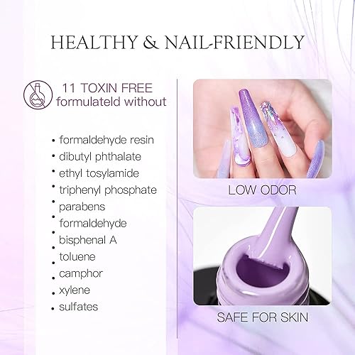 Miniatura 6 de MEET ACROSS Juego de esmalte de uñas de gel con purpurina para remojar con luz LED UV, efecto cielo estrellado, kit de esmalte de uñas de gel