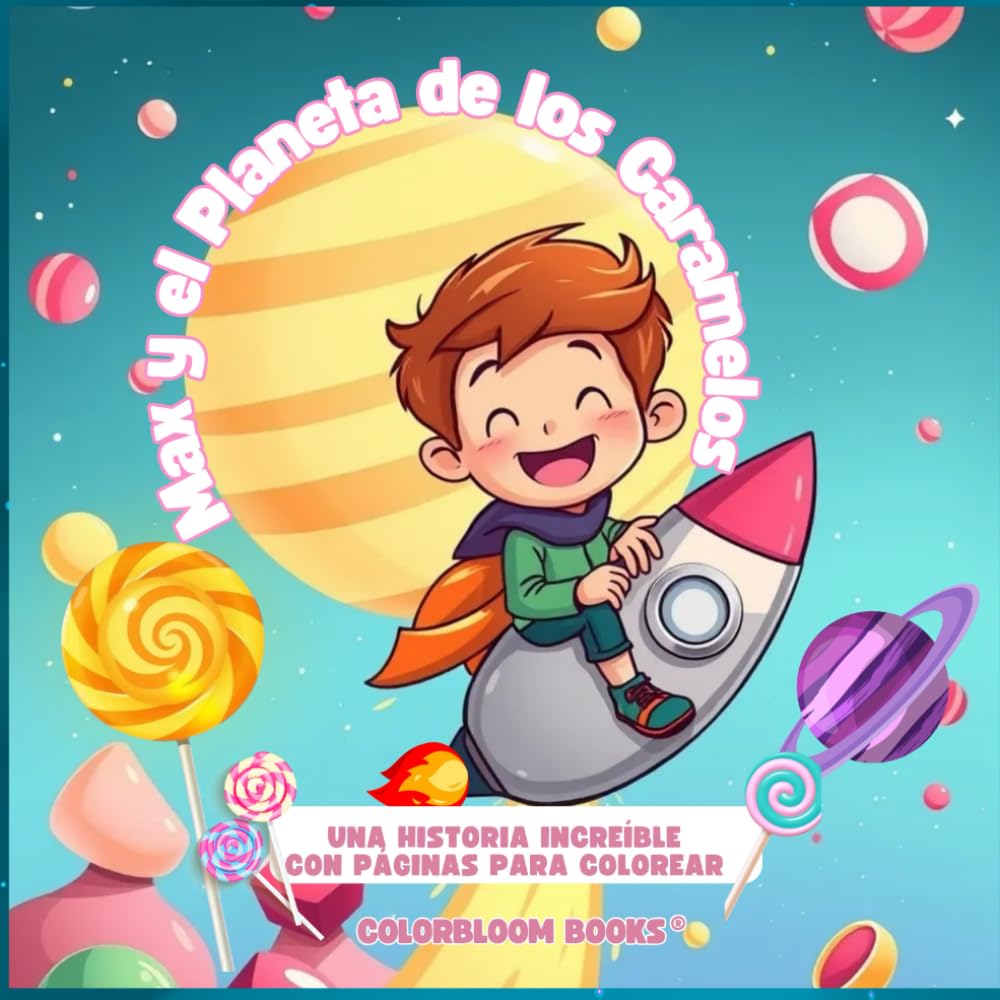 Max y el Planeta de los Caramelos: Cuento Infantil con Páginas para Colorear y Aventuras Espaciales: Cuento ilustrado y libro para colorear lleno de fantasía, amistad y diversión
