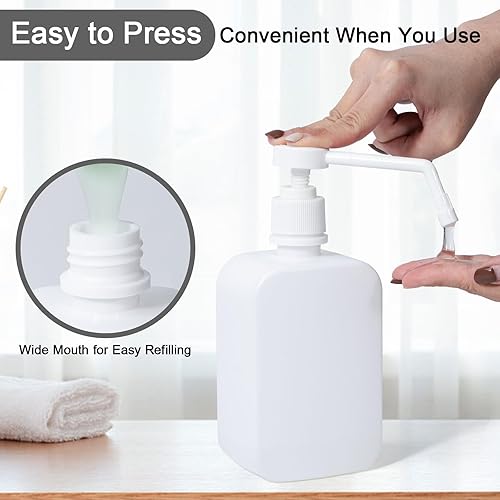 Miniatura 3 de Dispensador de botellas con bomba de 16.9 onzas, paquete de 2 botellas vacías de champú de loción de plástico, botellas de jabón de manos