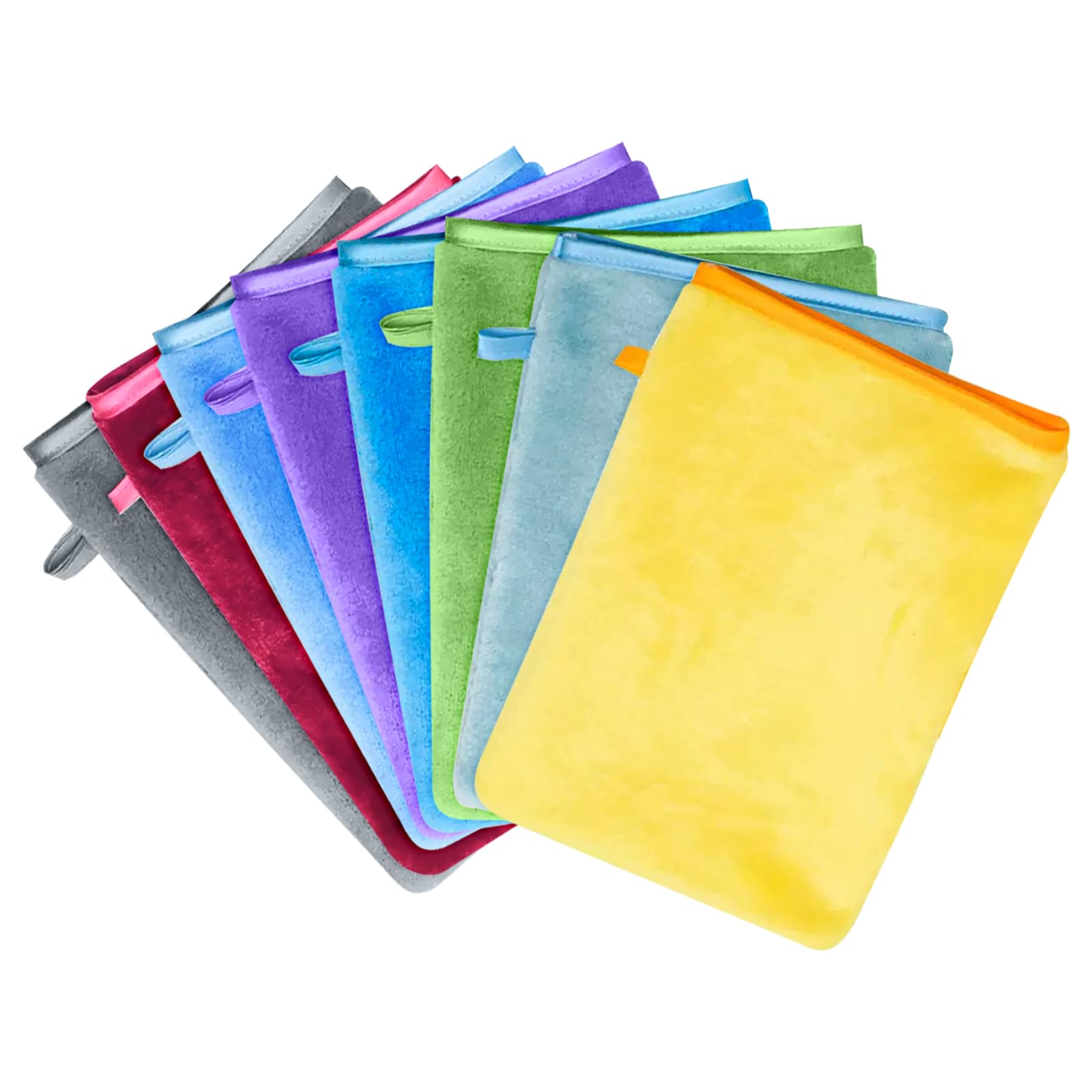 8 paños de microfibra para cara, multicolor, terciopelo coral y cuerpo, suaves, absorbentes, reutilizables, 15 x 21 cm, guantes de baño alternativos para baño, desmaquillante, spa