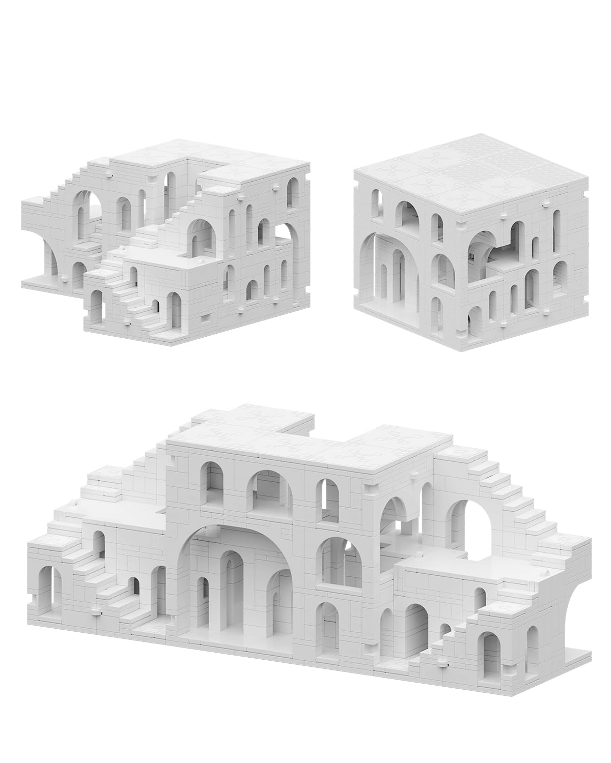 dOvOb Architectural Transformable White Castle Building Blocks Set - 1170PCS Construction Magic Maze Mode Collectible Display Set for Adults and Teenagers