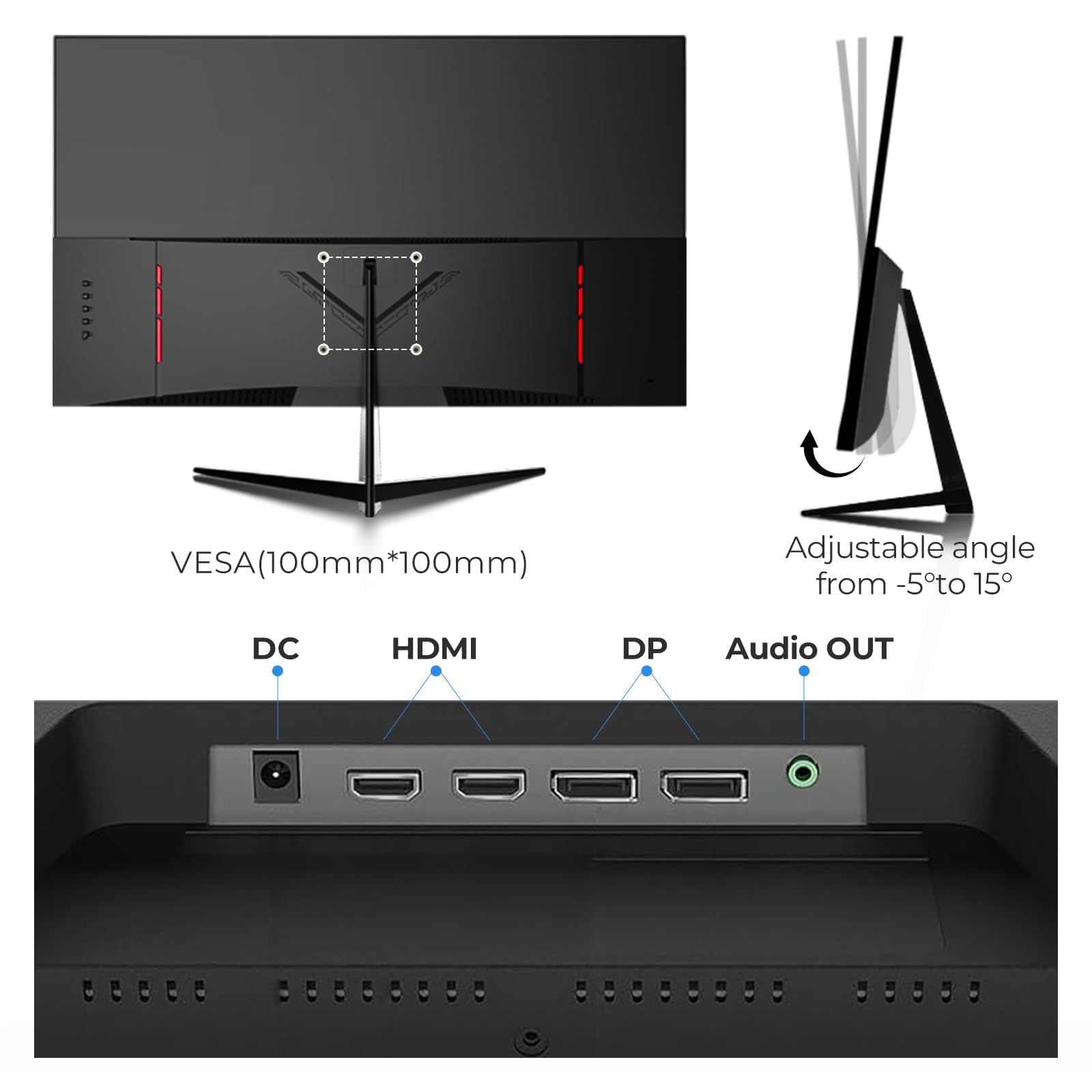 Gawfolk Écran PC 32 Pouces, Moniteur Gaming, Ecran PC UHD 4K 3840x2160 60Hz, 100% sRGB, 1ms MPRT,Interface HDMI & DP, Protection des Yeux, VESA 100 * 100