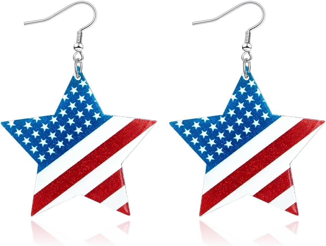 4th of July Earrings for Women - Red White Blue American Flag Earrings, Patriotic Fourth of July Accessories