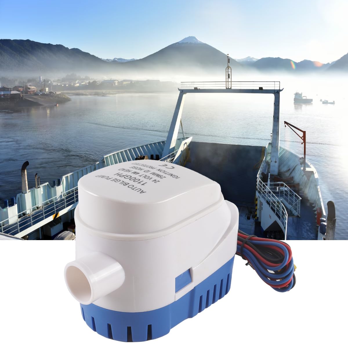Bomba de achique para yates, G1100-02, 24 V, autocebante, sumergible, automática, miniatura para aguas residuales, de alto caudal, para yates, barcos de pesca y autocaravanas.