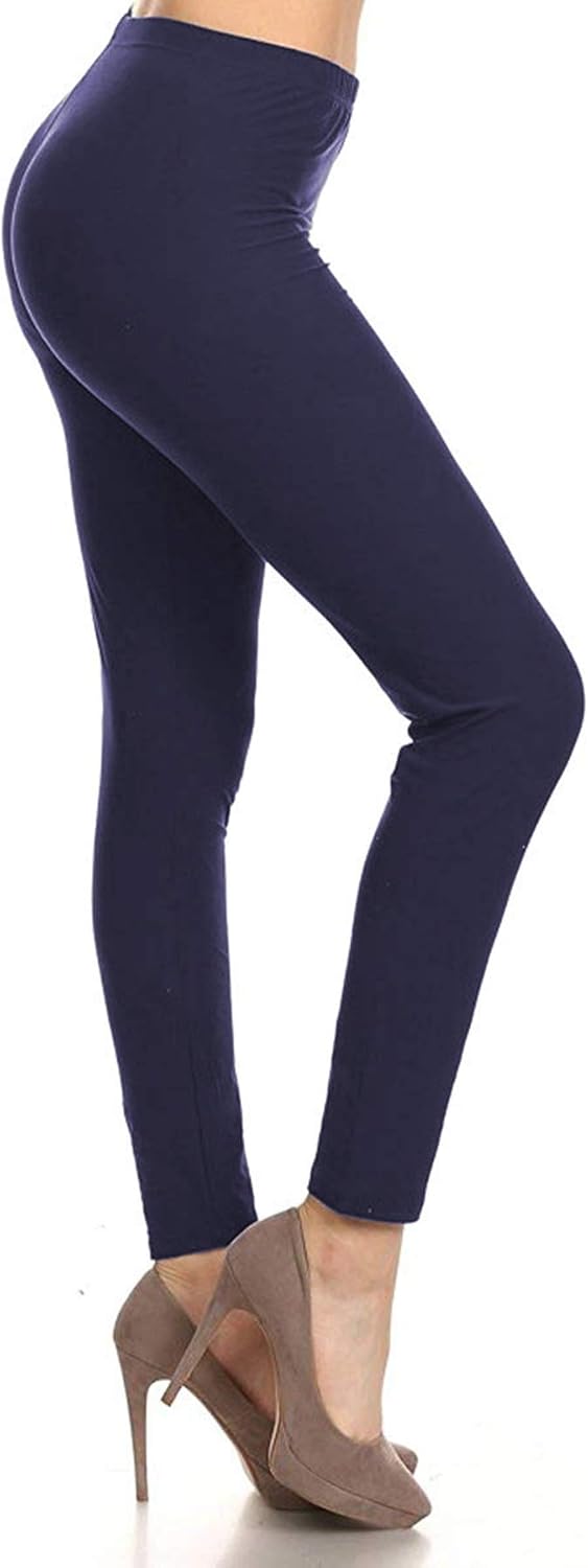 Leggings Depot Women’s High Waist Leggings Soft 1” Waistband Solid Leggings Pants – Regular, Plus, 1X3X, 3X5X
