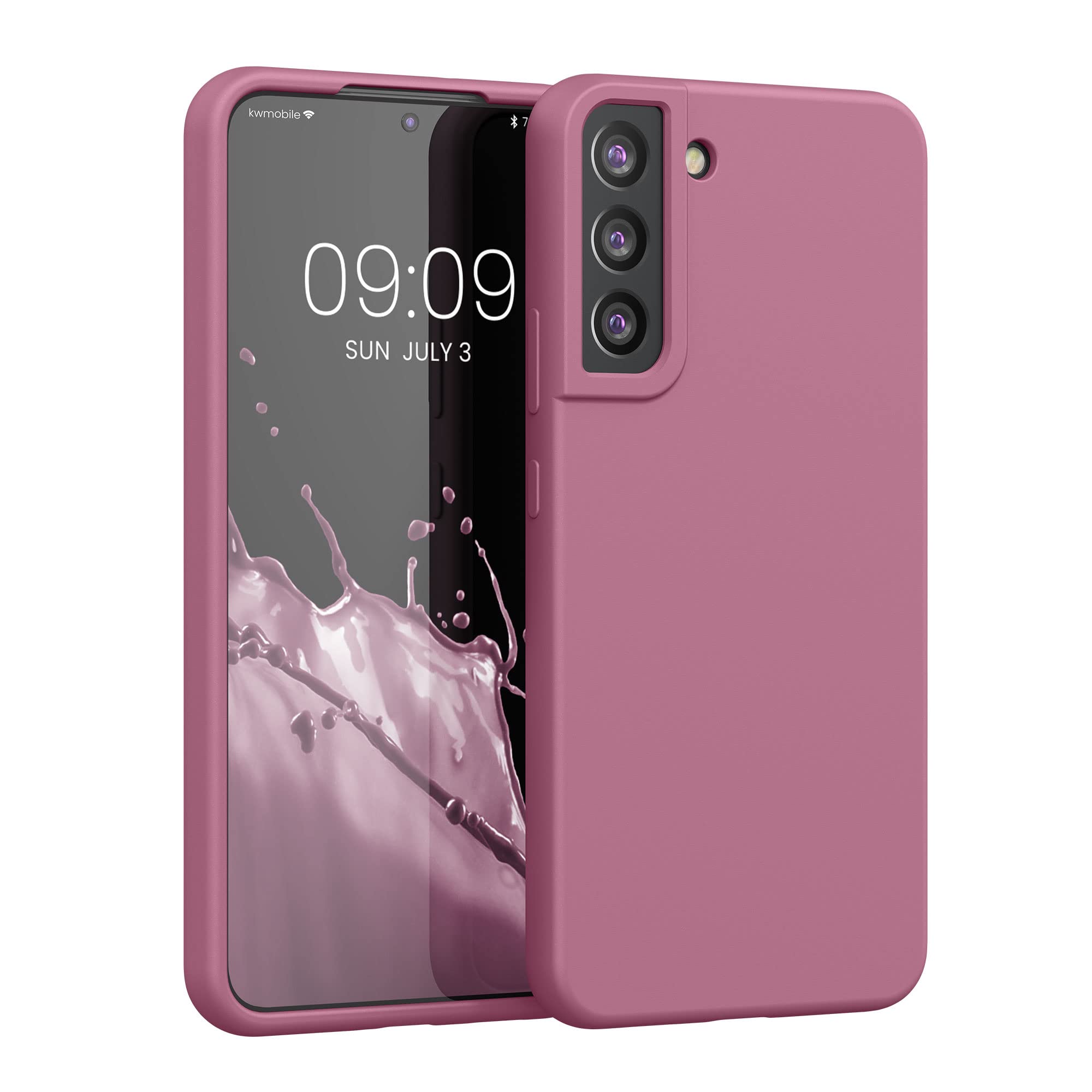 kwmobile Case for Samsung Galaxy S22 Plus Case - Soft Cover - Shockproof Silicone - Wireless Charging Dark Rose