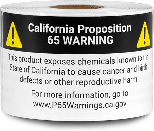 Etiquetas de advertencia de la Proposición 65 de California (4 x 2 pulgadas/300 etiquetas, 1 rollo) Proposición 65 Calcomanías de advertencia de