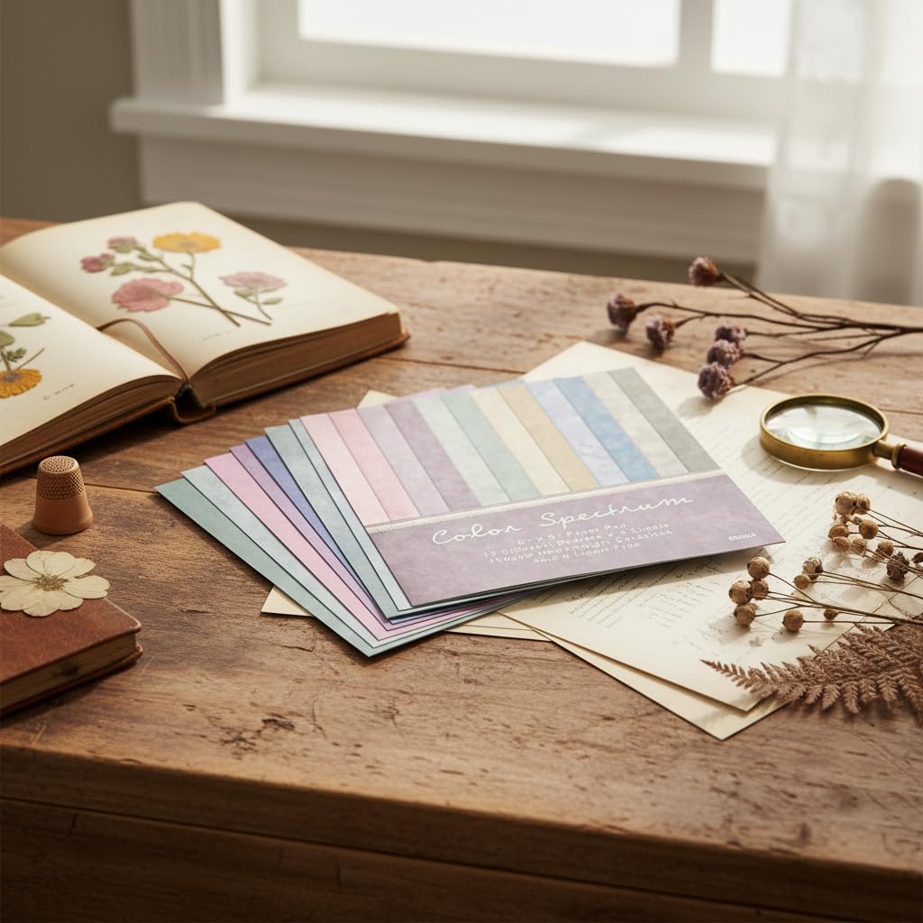 6x6 Scrapbook Paper Pad – 24 Sheets Soft Pastel Watercolor Paper for Junk Journal & Card Making – Easy-to-Handle Premium Cardstock for Photo Safe Memory Keeping
