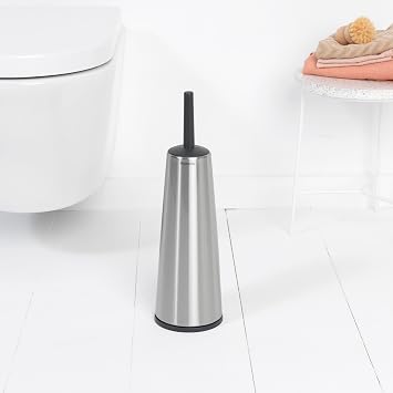 Brabantia - ReNew Toilet Brush & Holder - Hygienic Brush - Cleans Under the Rim - Non-Scratching Base - Corrosion Resistant - Bathroom Accessory - Matt Steel - 42x12x12cm