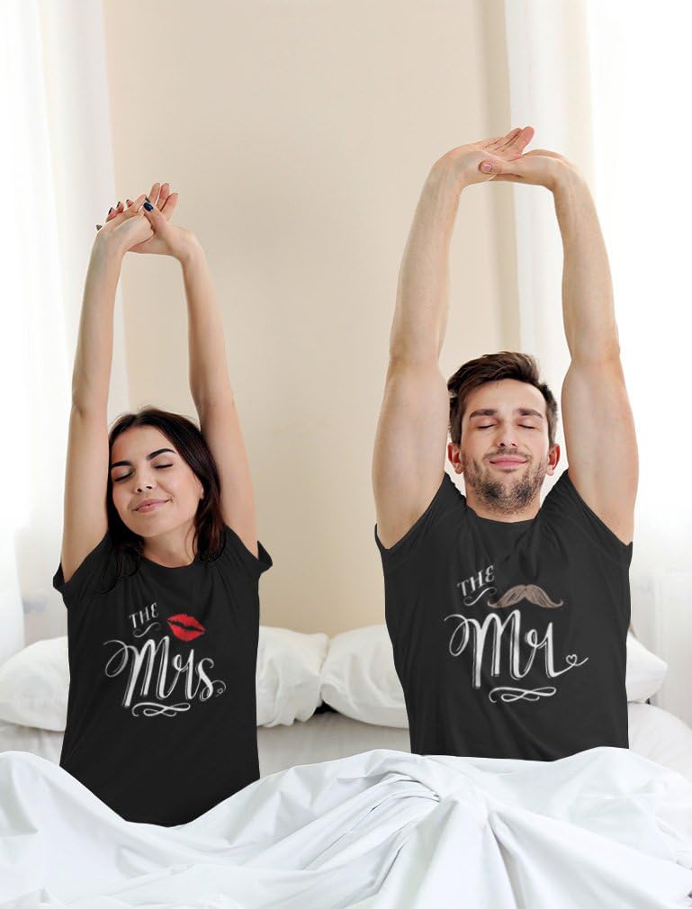 Tstars Mr & Mrs Matching Shirts for Couples Husband Wife Him and Her Couple Outfits