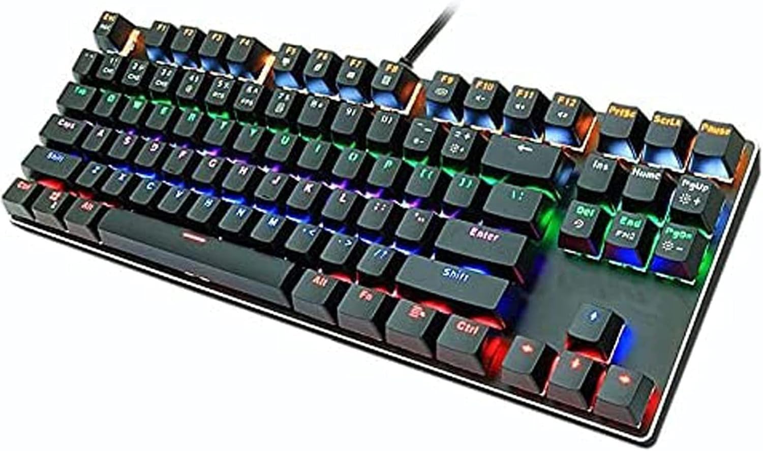 XIUNYIE Compact 87-Key Mechanical Gaming Keyboard, RGB Rainbow Backlit LED Wired Computer Keyboard for PC Gamers