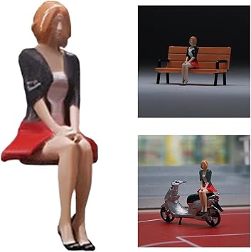 Ailan Hand Painted 1/64 Bench People Model Movie Props Miniature Layout Decor Delightfully Unique Girl Figure, Girl