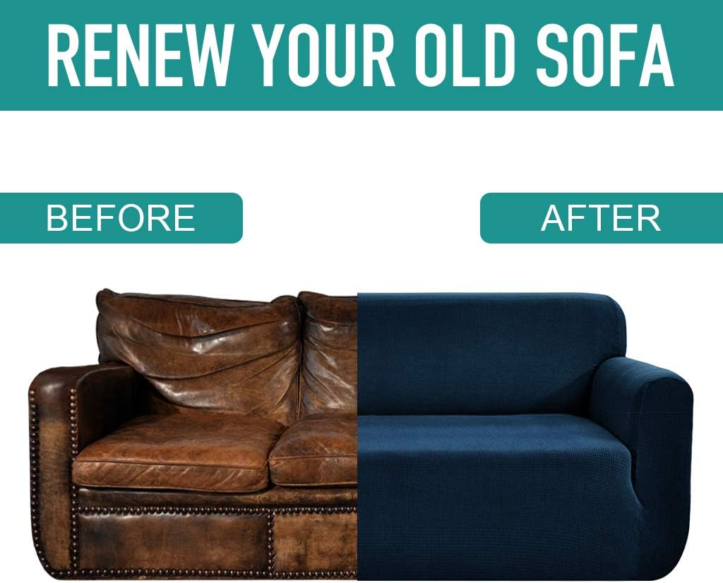 RHF Jacquard-Stretch Loveseat Slipcover Slipcovers for Couches and Loveseats, Loveseat Cover&Couch Cover for Dogs, 1-Piece Sofa Protector(Loveseat: Navy) : Home & Kitchen